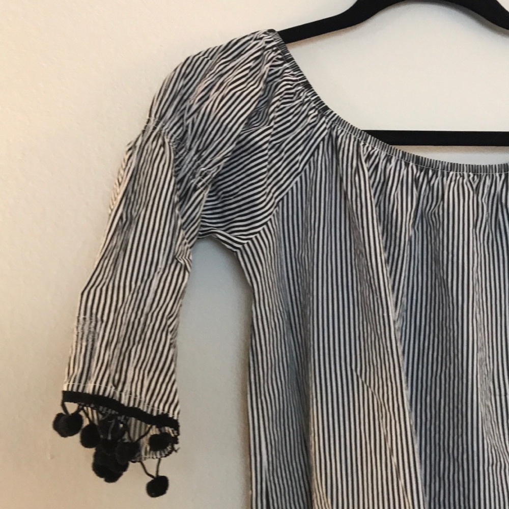 Black and white striped Pom Pom dress - Picture 3 of 3